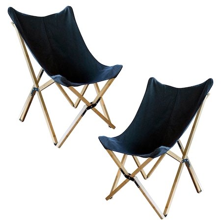 Amerihome Canvas and Bamboo Butterfly Chair, Black, PK2 BFCBCBLK2PK
